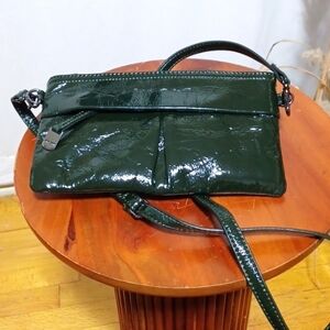 NINE WEST EVENING BAG 9X5IN. IN A BEAUTIFUL DARK GREEN PATTON LEATHER